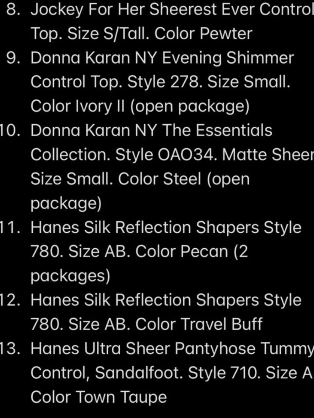 Hanes Liz Claiborne Vintage Pantyhose Lot of 15 Pairs